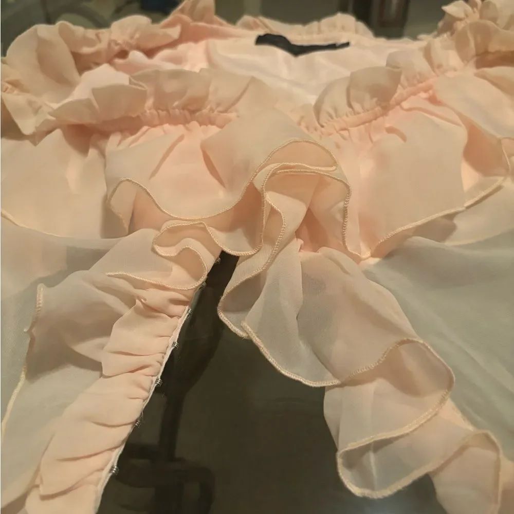 House of Harlow Corset Ruffle Top Light Peach